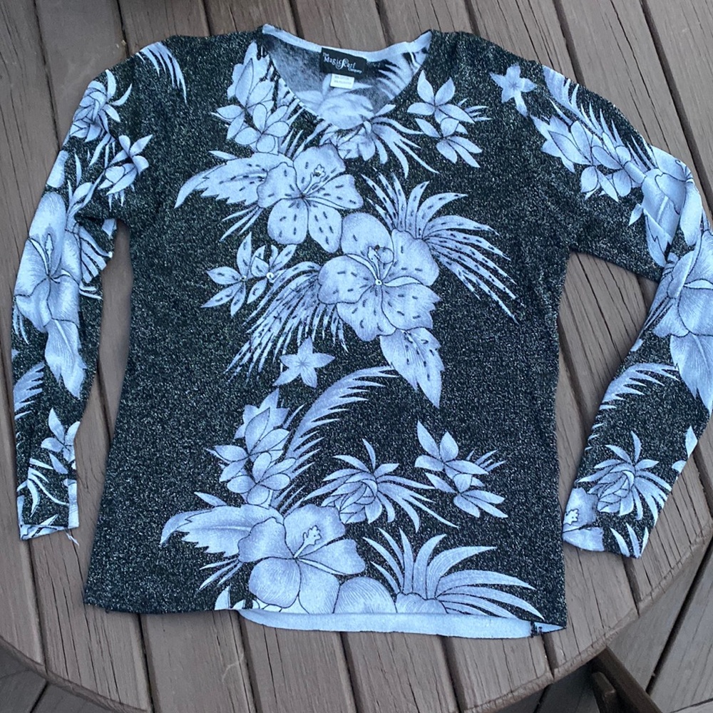 Sparkly hibiscus sweater